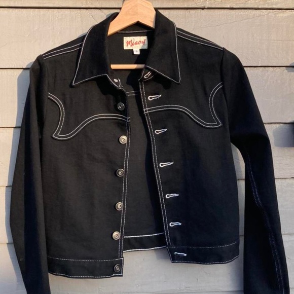 Miaou Western Lex Jacket in Black Denim - Picture 1 of 6